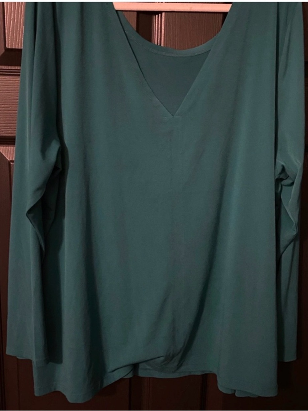 Teal V-Neck Long Sleeve Top